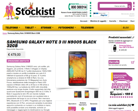 Promozione Samsung Galaxy Note 3: disponibile a 479 euro da Glistockisti.it Samsung Galaxy Note 3 III SM N9005 Black nero   Gli Stockisti  Smartphone  cellulari  tablet  accessori telefonia  dual sim e tanto altro