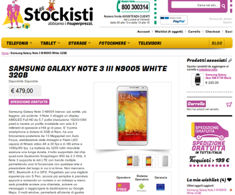 Samsung Galaxy Note 3 III N9005 White bianco   Gli Stockisti  Smartphone  cellulari  tablet  accessori telefonia  dual sim e tanto altro