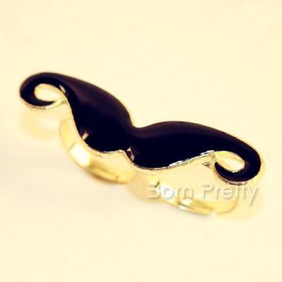 Lovely Chaplin Black Moustache Two Cross Double Finger Adjustable Ring