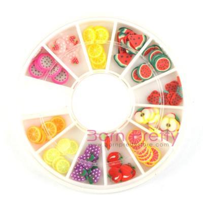 120pcs Lovely Fruit 3D Nail Art Fimo Decals Manicure w/box
