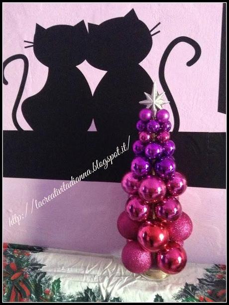 Tutorial albero di Natale realizzato con le palline e cartoncini d'auguri