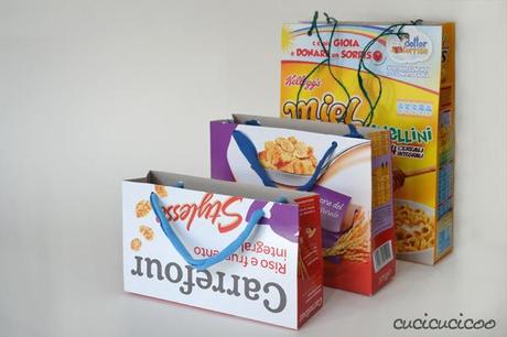 Tutorial: How to make gift bags from cereal boxes