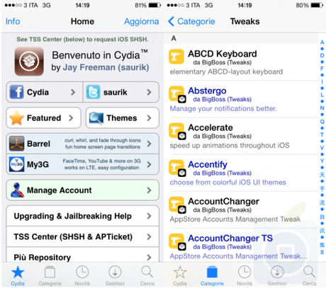 Cydia iOS 1 614x544 Novità per iPhone, iPad e iPod con Jailbreak: Cydia si aggiorna con la grafica di iOS 7