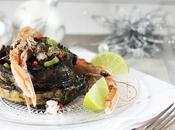 Pappardelle ripiene tonno nero seppia scampi lime