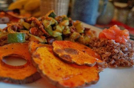 Zucca al Forno, Ratatouille e Riso Basmati Rosso con Concassé di Cuore di Bue