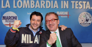 Matteo Salvini, neo segretario della Lega Nord e Roberto Maroni, presidente regione Lombardia (padania.it)