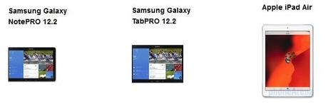 Note TabPRO iPad1 Scontro tra giganti: Samsung Galaxy NotePRO 12.2 vs TabPRO 12.2 vs iPad Air