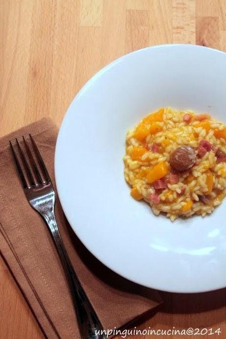 Risotto alla zucca con speck e marron glacé