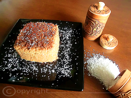 Torta al miglio con cocco e cioccolato al latte