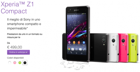 xperia z1 compact italia 620x320 Sony Xperia Z1 Compact: prezzo e disponibilità in Italia | 449€ con cuffie bluetooth in regalo