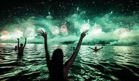 People celebrate the New Year at Copacabana beach in Rio de Janeiro, Brazil