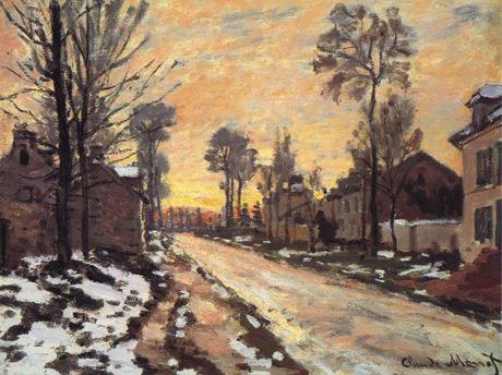 road-at-louveciennes-melting-snow-sunset