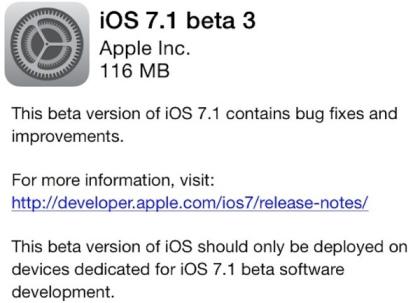 Novità della terza beta di iOS 7.1