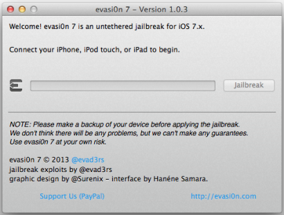 evasi0n7 1 0 3 410x311 Aggiornamento per Evasi0n7 (v 1.0.3), aggiunta compatibilità per iOS 7.1 beta 3 iPad mini retina iOS 7 evasi0n beta3 