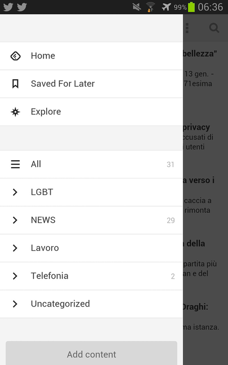 Aggiornamento per Feedly, l'aggregatore di notizie