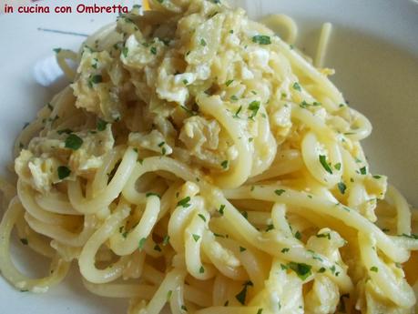 Spaghetti Pasta Vera con uova e cipolla
