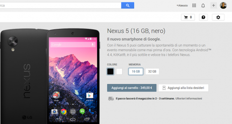 Nexus 5 16 GB nero Dispositivi su Google Play 600x322 Nexus 5 in offerta a 339 euro da Glistockisti.it smartphone  nexus 5 16 GB nexus 5 