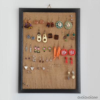 How to make a picture frame and burlap earring display