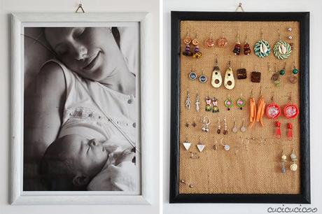 How to make a picture frame and burlap earring display