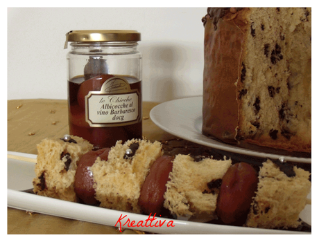 Spiedini di panettone e albicocche al vino barbaresco