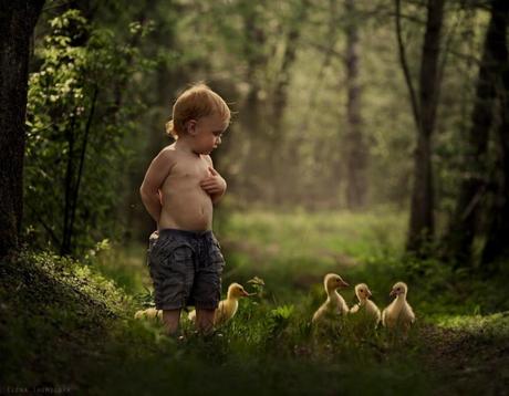 Child and duck