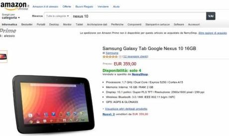 Samsung Galaxy Tab Google Nexus 10 16GB  Amazon.it  Informatica