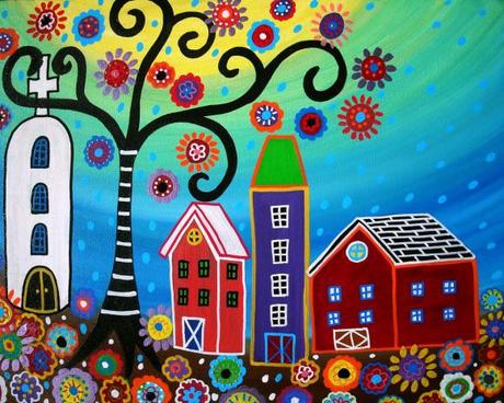 La città. MEX CHURCH TOWN 20X16 ETSY