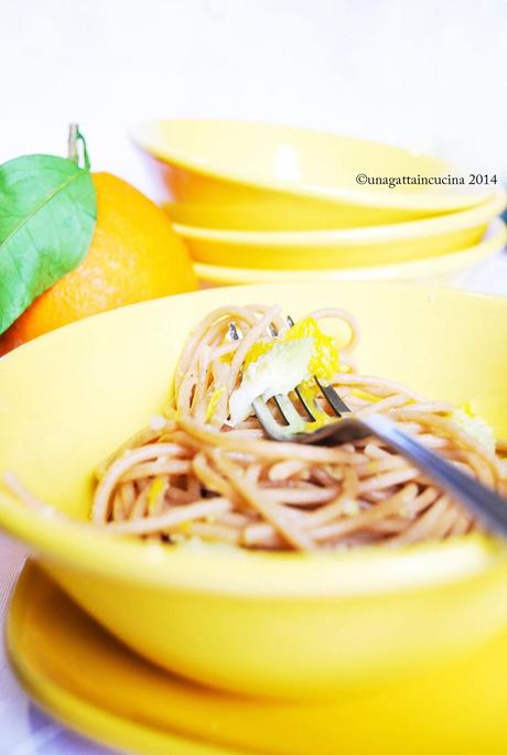 Pasta integrale con arancia e broccolo romano