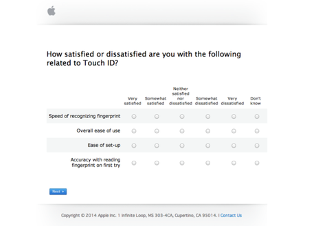 touch id satisfaction 600x430 Apple Invia Questionari a chi a recentemente acquistato un nuovo iPhone !!