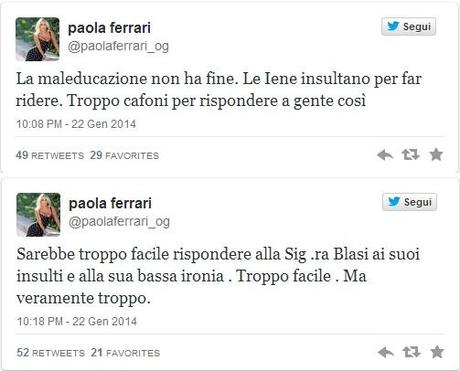 Paola Ferrari contro Le Iene in diretta Twitter: insulti e bassa ironia