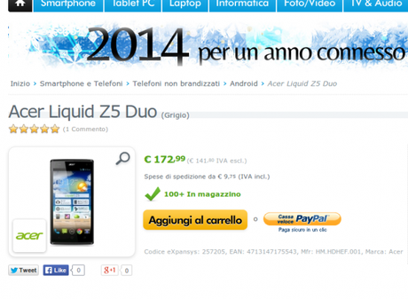 Acer Liquid Z5 Duo Grigio HM.HDHEF .001 EXPANSYS Italia 600x440 Acer Liquid Z5 disponibile ufficialmente in Italia smartphone  Acer Liquid Z5 