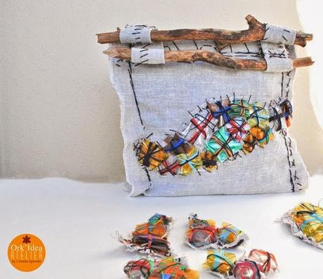 ECO-FASHION: BORSA IN LINO RICICLATO E DECORAZIONI DI BOTTIGLIE DI PLASTICA