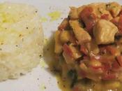 Pollo curry, speck verdure