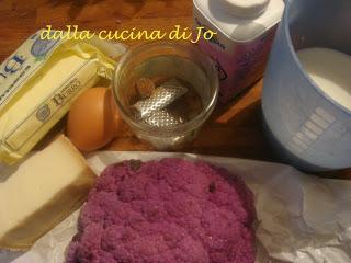 Cavolfiore violetto al gratin con uovo poché