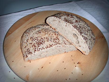 Ciabatta semintegrale ai semi di lino (a lenta lievitazione)