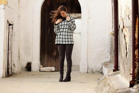 Plaid sweater and chelsea boots