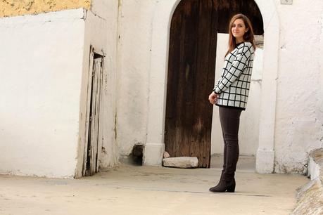Plaid sweater and chelsea boots