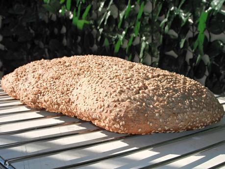 The bread is on the fridge..ancora pane ma con farina di grano saraceno e sesamo!