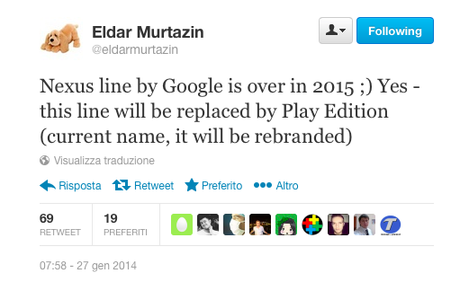 Schermata 2014 01 27 alle 12.32.43 Dal 2015 addio alla gamma Nexus di Google per fare spazio ai Play Edition?