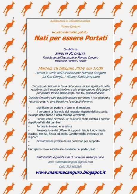 Nati per essere portati: incontro informativo in sede 18 febbraio ore 17.00