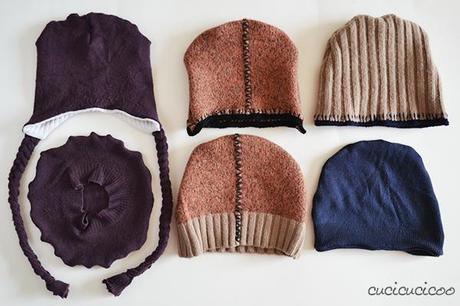 Sew winter hats from old wool sweaters