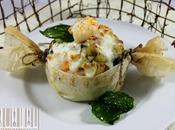 Risotto scampi cartoccio melanzane mozzarella