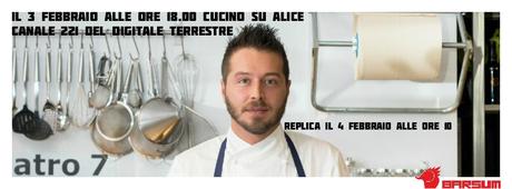 Chef Alessandro Battisti in onda su Alice Tv, cucinando con Franca Rizzi