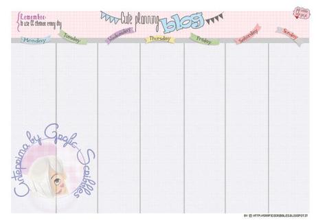 Planning settimanale per il blog gratuito  - Free Weekly Planning Cute Blog