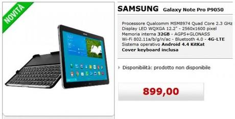 Galaxy Note Pro Media World 600x304 Samsung Galaxy Note Pro 12,2 a 899 Euro da MediaWorld news  samsung galaxy note pro 12 samsung 2 