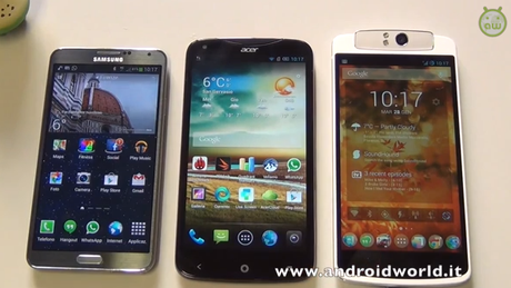 Samsung Galaxy Note 3 vs Acer Liquid S2 vs Oppo N1: video confronto