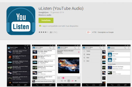uListen YouTube Audio App Android su Google Play 600x397 UListen: riprodurre musica in background da Youtube su Android applicazioni  play store google play store 