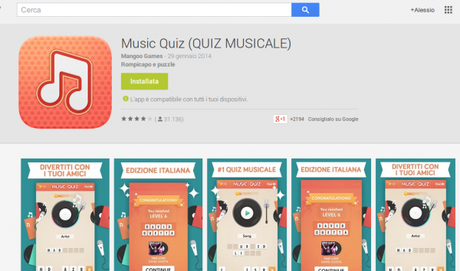 Music Quiz QUIZ MUSICALE App Android su Google Play 600x354 Music Quiz: riconosci le canzoni su Android e sfida i tuoi amici giochi  play store google play store 