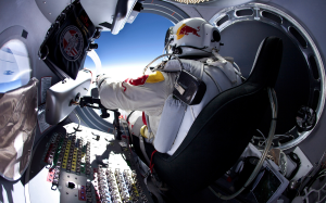 Felix Baumgartner al momento del lancio (ilpallonaro.com)