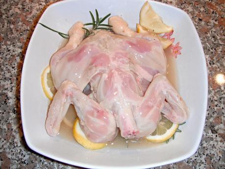 Pollo al limone con chips di patate viola (cottura nel cartoccio)